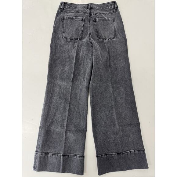 CABI Faded Black Wide Leg Jeans Lennox Jean Size 8 Regular - Picture 3 of 5